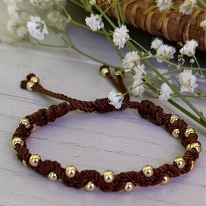 Brown and Gold Beaded Bracelet